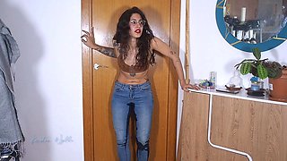 kristenwylde - Pee my jeans at the toilet door