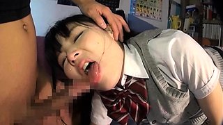 Shy and cute japanese teen gives a perfect handjob