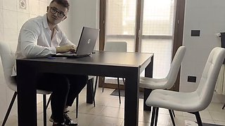 Secretary Masturbates at Work but Is Seen by Her Boss