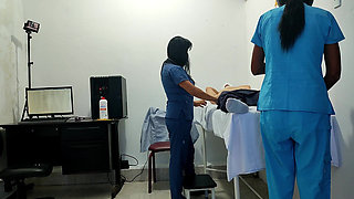 It Happened at the Clinic!! a Female Doctor and Nurse Seduce a Patient. They Fuck Him on the Stretcher
