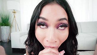 Asian babe Avery Black gets face fucked by her boyfriend Mick Blue