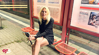 Horny Slut Fucked in the Middle of the Train Station!!