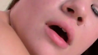 Horny brunette teen swallows cum from older guy
