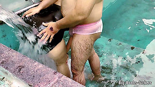 Public Swimming Pool: Brother-in-law and Sister-in-law Are Having Hot Sex.