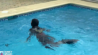 Wetsuit Bondage Mermaid Slippery Pool Kink with Fins, Rope & Deep Diving