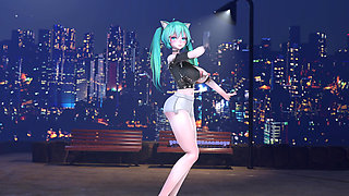 [mmd] Miku-bingbing: Shiny Big Butt, Nipple Studs, Leather Jacket, Tight Pussy, Bare Feet, Beautiful Legs, Jiggling Big