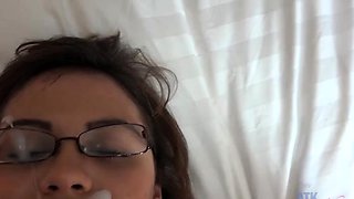 Busty cosplay fetish brunette nurse sucks cock pov