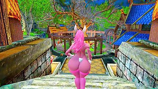 Thicc bunny MOMO shows off her big boobs in Skyrim gameplay