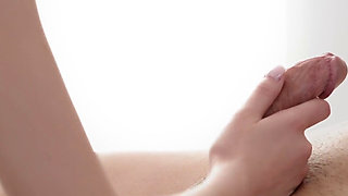 Brunettes in bondage gear kiss, suck, and take cock together