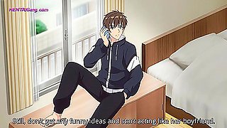 Cheating anime roommate rides hard before BF comes home