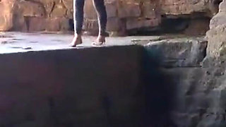 Shiny Rubber Wetsuit Tease in Private Cave