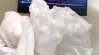 Stuffing Pussy with White Thigh Highs