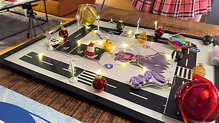 Two Girls One Rc Car to Play with in Shortest Short Miniskirts and on High Heels with Stockings and Over Knee Socks