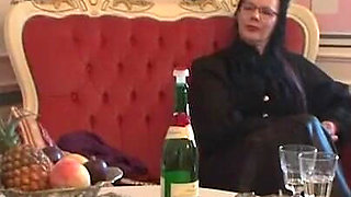 Big boobs babe sent to forest naked