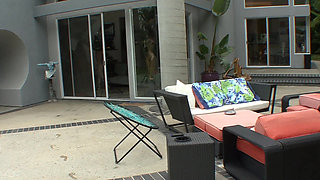 Two hot lesbian babes share a jacuzzi