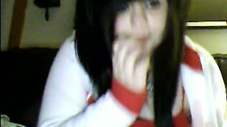 Cute webcam emo chick flashes and fingers her twat for me