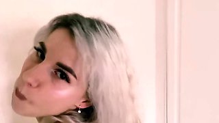 Blonde Russian babe seductively eats a banana on webcam