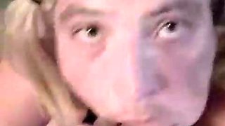 lucy laurel deep-throats XXL faux-cock and milks off