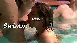A big swimming pool party