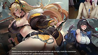 French Geek Girl Cums Hard Playing Nutaku Hentai Game Aeons