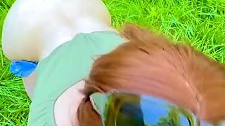 Amateur redhead handjob and a blowjob with a facial