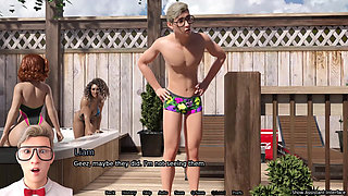 Sexbot Steph Route #2 - Animated Sex Game - the Mixed Hottie Gives a Blowjob by the Hot Tub