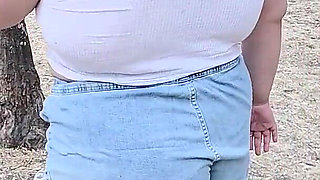 (censored/cut - No People Around) I Love Walking Around in Public with Cum on My Face and Showing off My Huge Ass