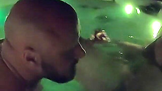 He Squirts Into Her Pussy Hole in the Pool