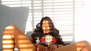 Asian Teen Gamer Masturbates to Orgasm on Webcam