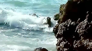 Skinny teen Megane Hot takes a date on the beach for a nude bath and gets fucked