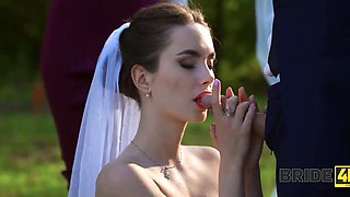 Gorgeous bride has her pussy stuffed by her groom in public after the ceremony