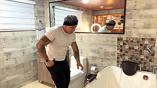 Caught Masturbating! Stepsister-in-law Inserts a Dildo Into Her Tight Pussy While Being Watched!