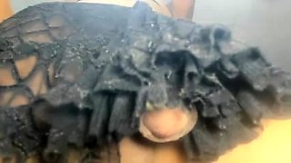 Shemale tranny enjoying solo masturbation
