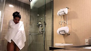 Sexy amateur chick taking a shower and masturbating
