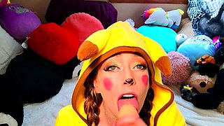 Blowjob for big cock from college brunettes