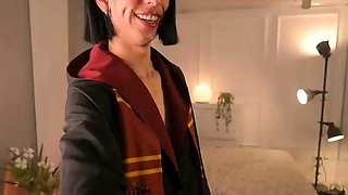 Small tits shemale gets banged in bed