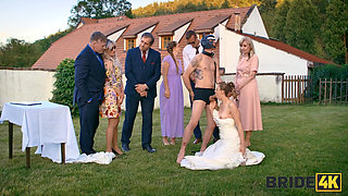 BRIDE4K. Wedding ritual sex with sexy blonde bride, dogging and wax play