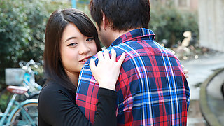 Japanese babe stripped, touched, and filmed giving BJ in the car