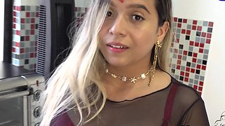 Sexy Indian babe in red lingerie likes to tease like a pro