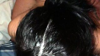 Brunette teen swallowing cum in POV blowjob