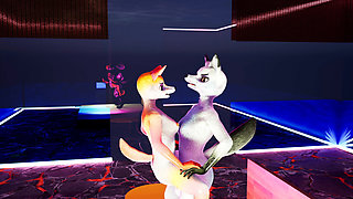 Foxes having fun in an unusual pose