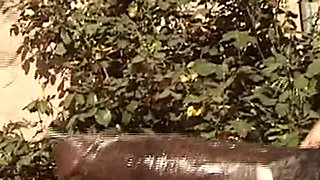 Smiling Brunette Flashes Big Tits and Sucks Throbbing Cock