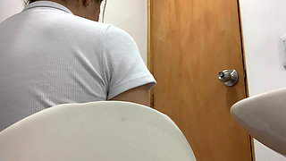 Schoolgirl is surprised in the bathroom by her stepbrother and they end up fucking