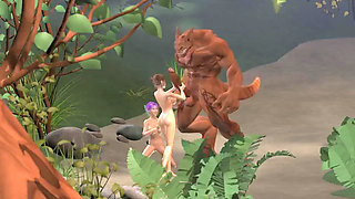 Threesome Interrupted: Monster Orc Destroys Two Innocent Elves