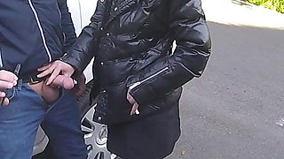 The Teacher Swallows Cock on a Public Street (dick Flash Extreme Public Action!) - Misscreamy