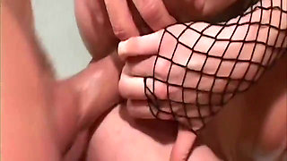 Fishnet Slut Stretched Wide in Sloppy Anal Gangbang