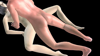 Animated 3D Porn - Asian Man Fucking Beautiful Girl in Missionary Pussy & Ass Creampie