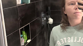 Hot Blonde with Natural Tits Is Taking a Shower