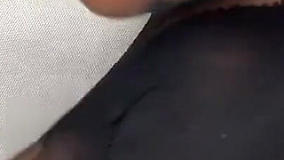 Ebony Girl Shows off Her French Pedicure in Her Black Nylons & Does Removal to Show Her Feet