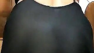 Lonely Housewife in a Tight Black Dress Without Underwear Shines with Her Charms and Chatting on Webcam